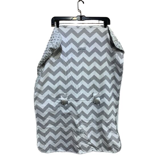 Soft Carseat Canopy Gray White Chevron Stripe Warm Baby Car Seat Cover - Picture 2 of 4